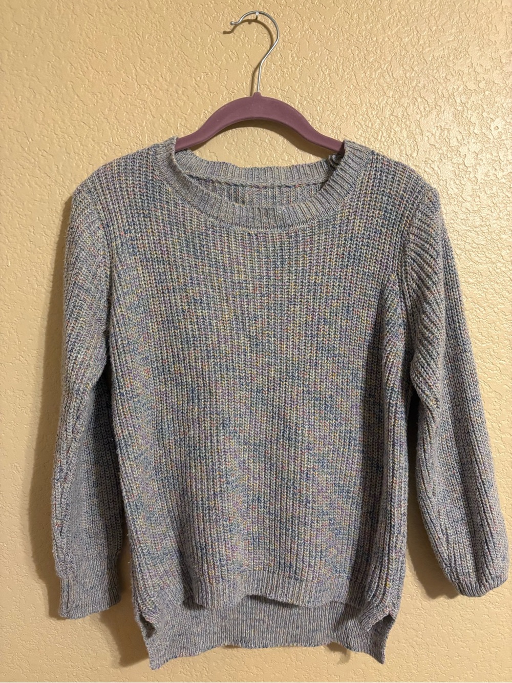 Women's Multicolored Grey Crewneck Sweater